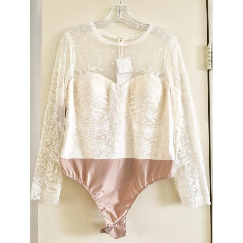 BHLDN Catherine Deane Leanna Bodysuit Size 14 Long sleeve lace wedding - Picture 8 of 9